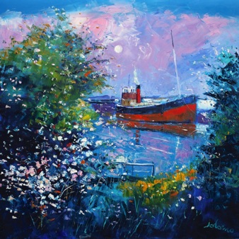 Spring blossoms and puffer at Ardrishaig Basin 30x30